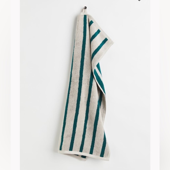 H&M Kitchen Hm Home Cotton Terry Hand Towel In Dark Green Stripe